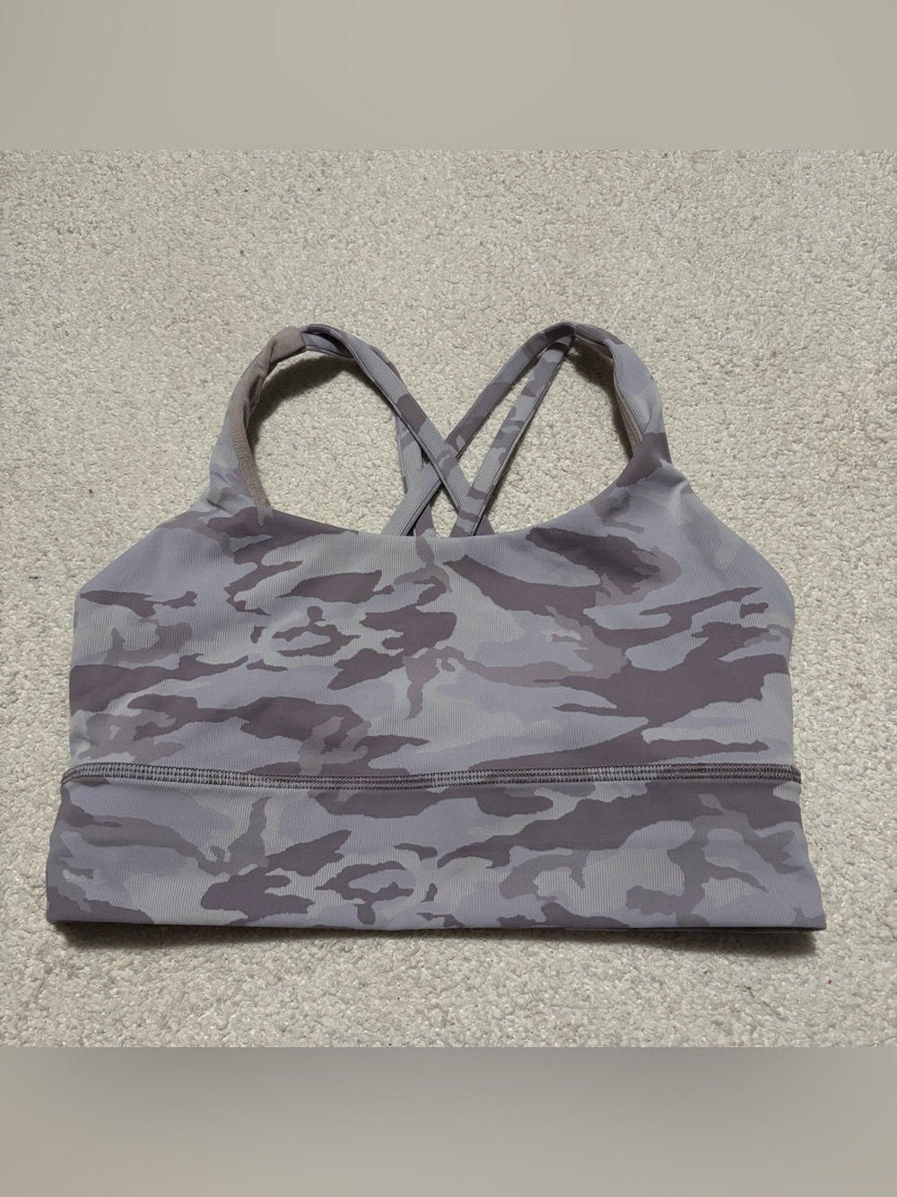 lululemon athletica Gray Camo Strappy Sports Bra